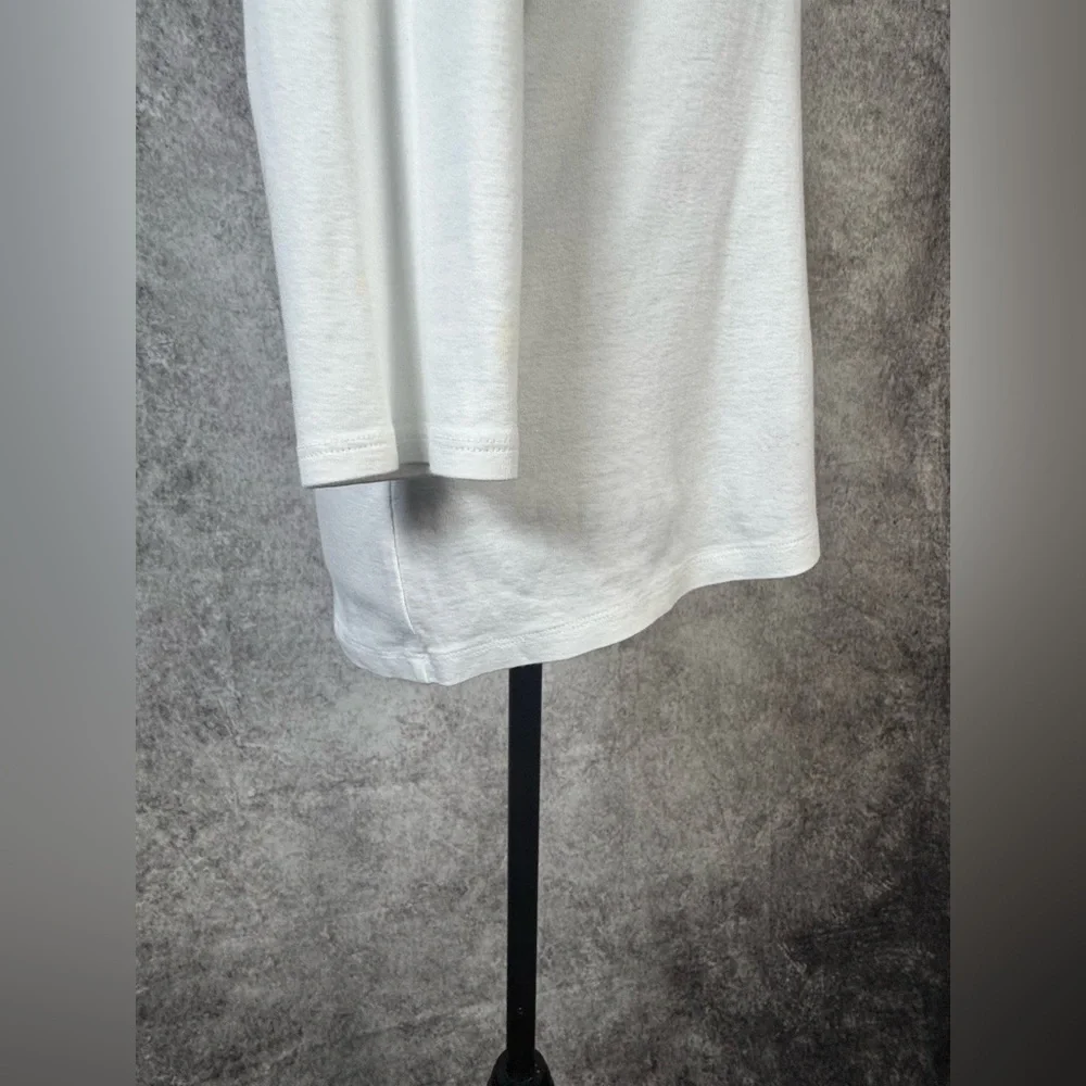 Style & Co. White Cotton Blouse with Silver/Gold Neckline 3/4 Sleeves Size M - Picture 3 of 11